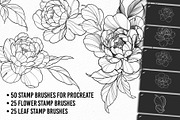 Peony Lines, Procreate Stamp Brushes, a Brush Add-On by InkRef (Thumbnail 2 of 4)