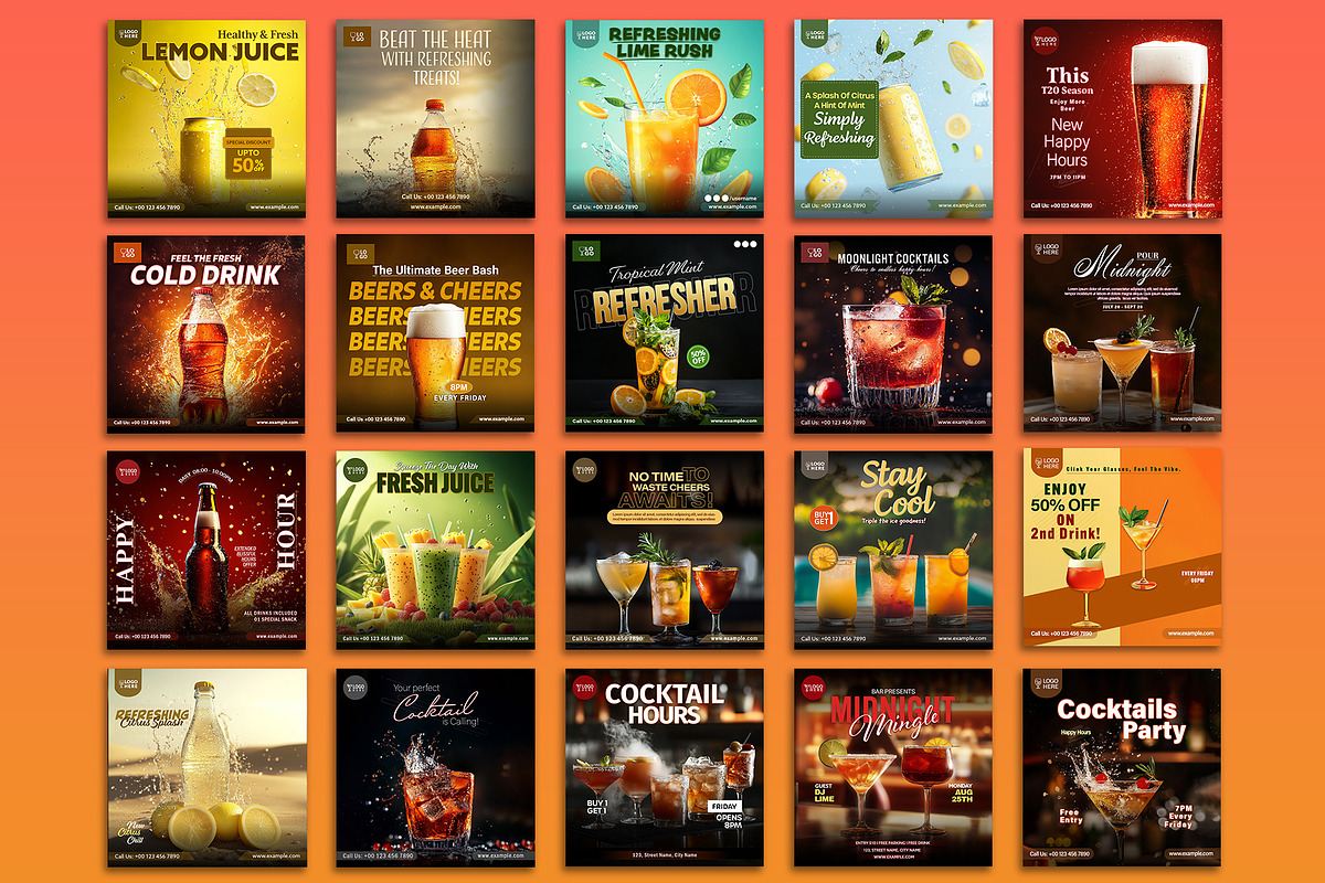 Happy Hour Social Media Post - PSD, a Social Media Template by Allies Interactive (Photo 4 of 4)