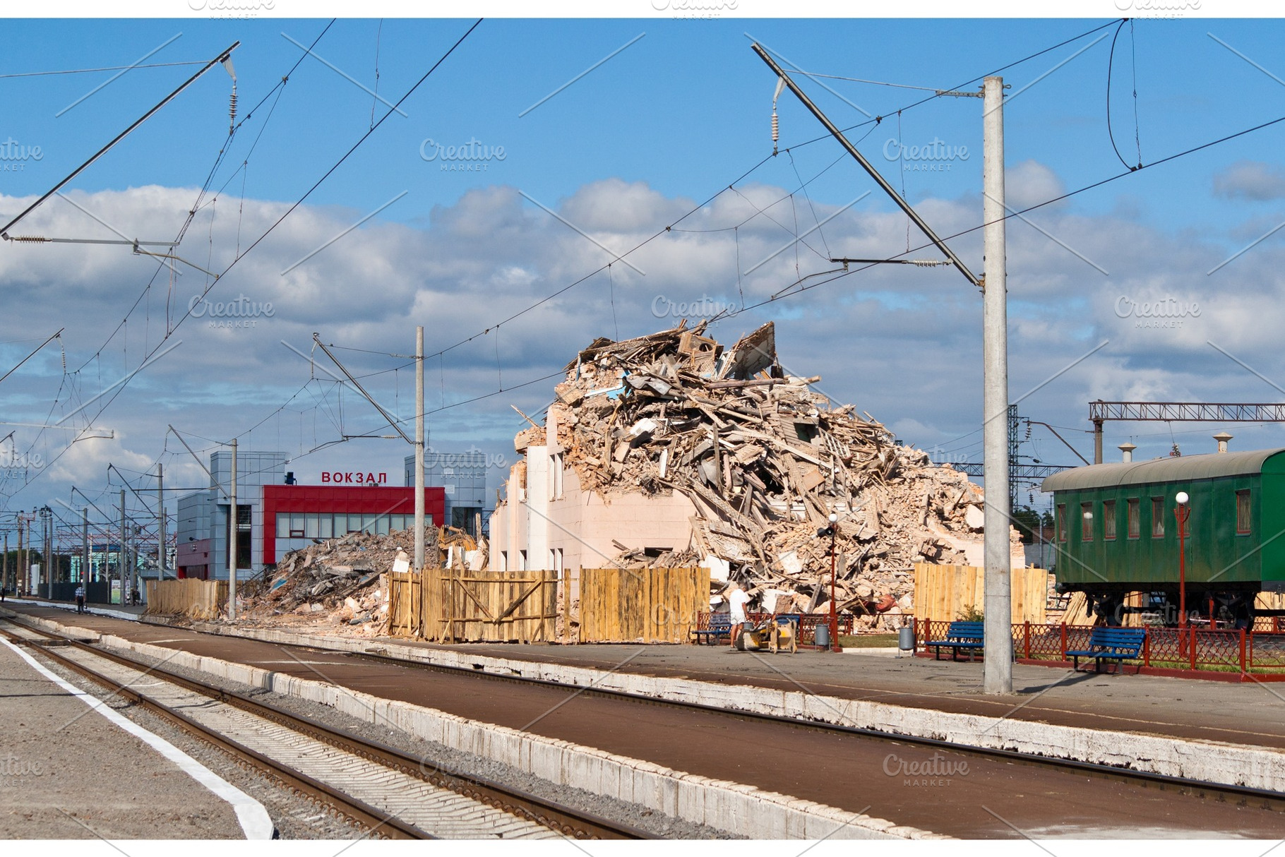 Destroyed railway terminal, a Transportation Photo by Leonid Andronov