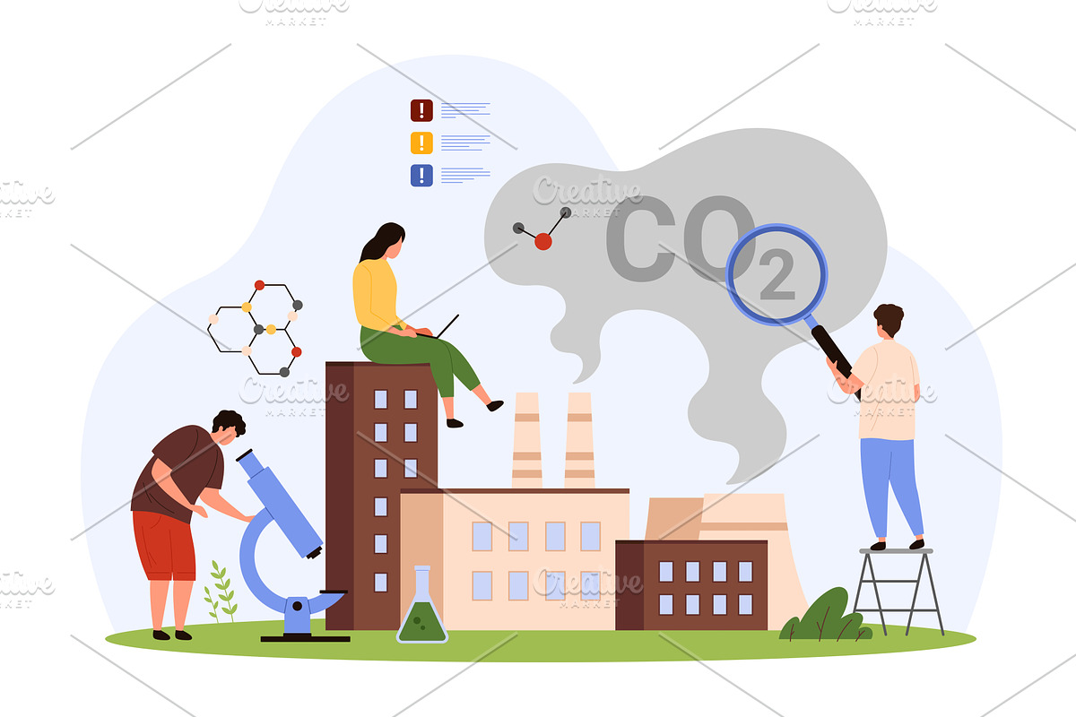 Analysis of impact of greenhouse, an Illustration by Flashvector