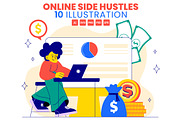10 Online Side Hustles Illustration, a Finance Illustration by denayunebgt (Thumbnail 1 of 4)