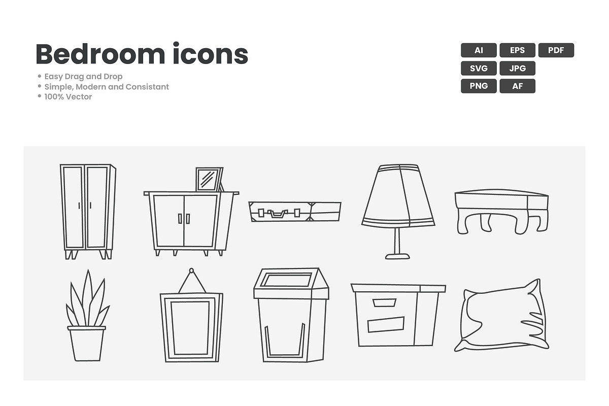 Bedroom Icon Pack, an Outline Icon by erifqizeicon (Photo 1 of 3)