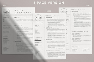 1, 2 And 3 Page Resume CV Design