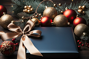 Christmas blank greeting card mockup, a Photo by SaroStock