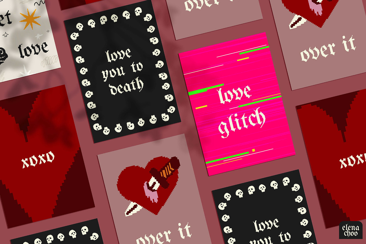 Noir Valentine punk pixel doodles, an Object Graphic by Elena Choo (Photo 9 of 13)