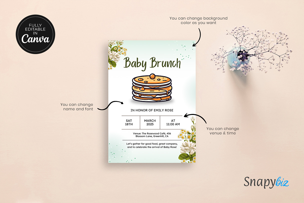 Brunch Shower Invitation Template, an Invitation Template by Snapybiz (Photo 4 of 8)
