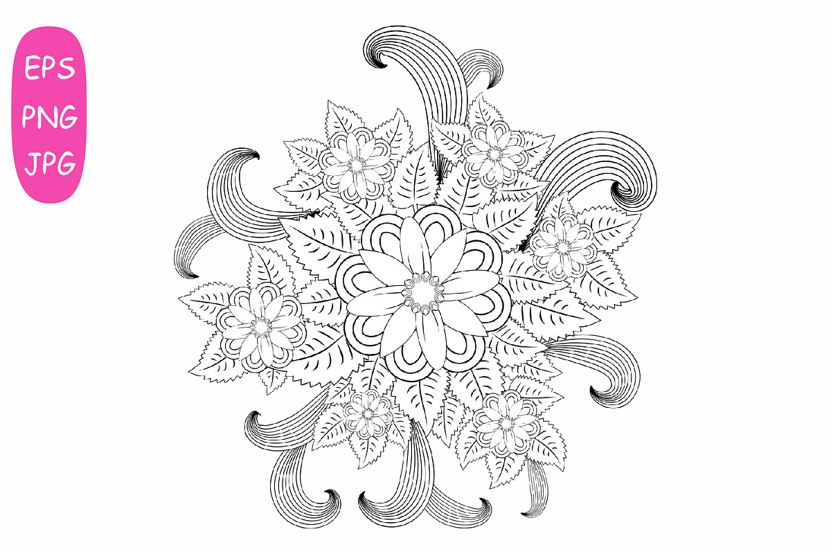 Flower Mandala: 5 Adult Coloring 2, a Poster Template by Michiru13 (Photo 6 of 6)