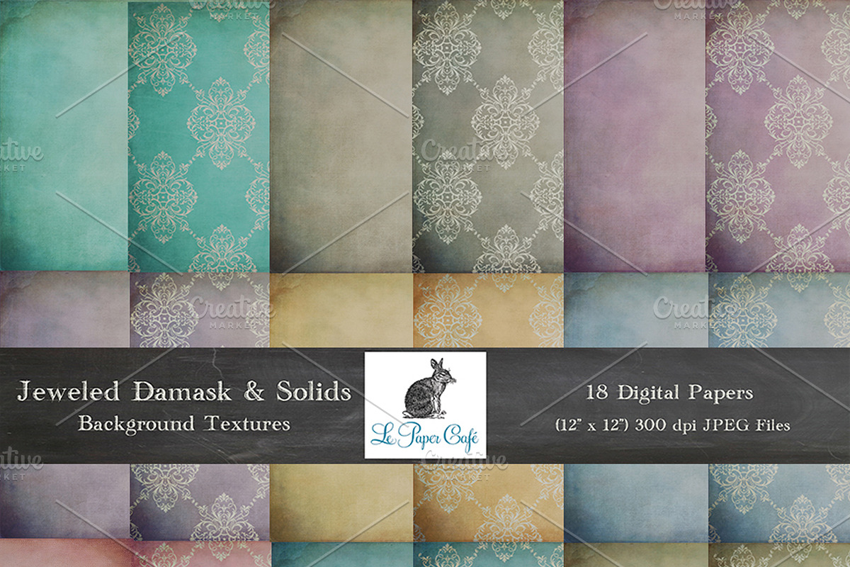 Jeweled Damask & Solids Backgrounds