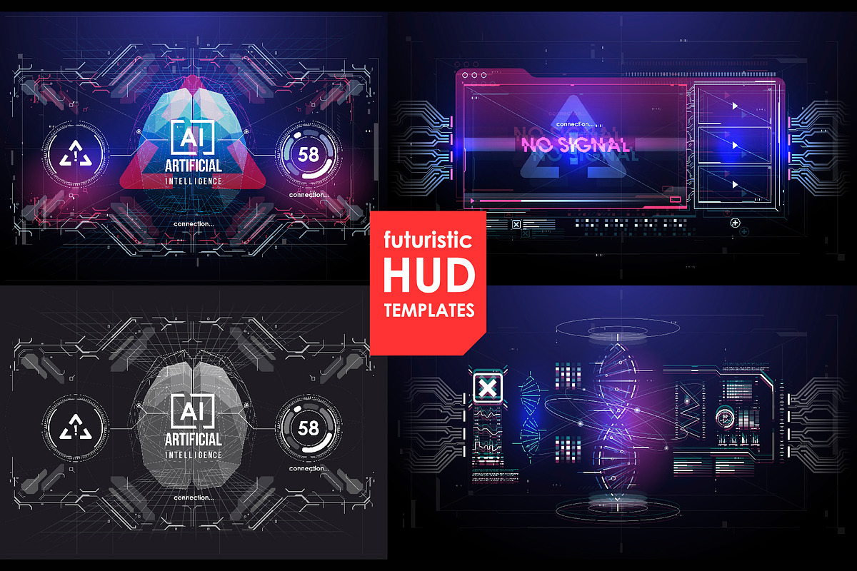 Futuristic Hud templates., a Technology Illustration by Andrew_Derr (Photo 1 of 5)