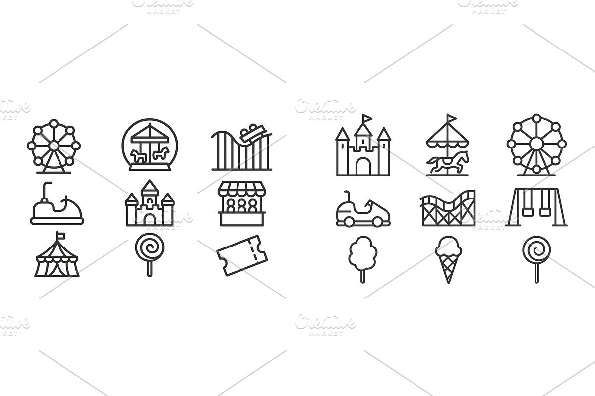 Set of web icons featuring amusement, an Illustration by ZinetroN