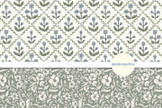 Blue and Green Vintage Florals, a Pattern Graphic by Mieken Petra Designs (Thumbnail 2 of 5)