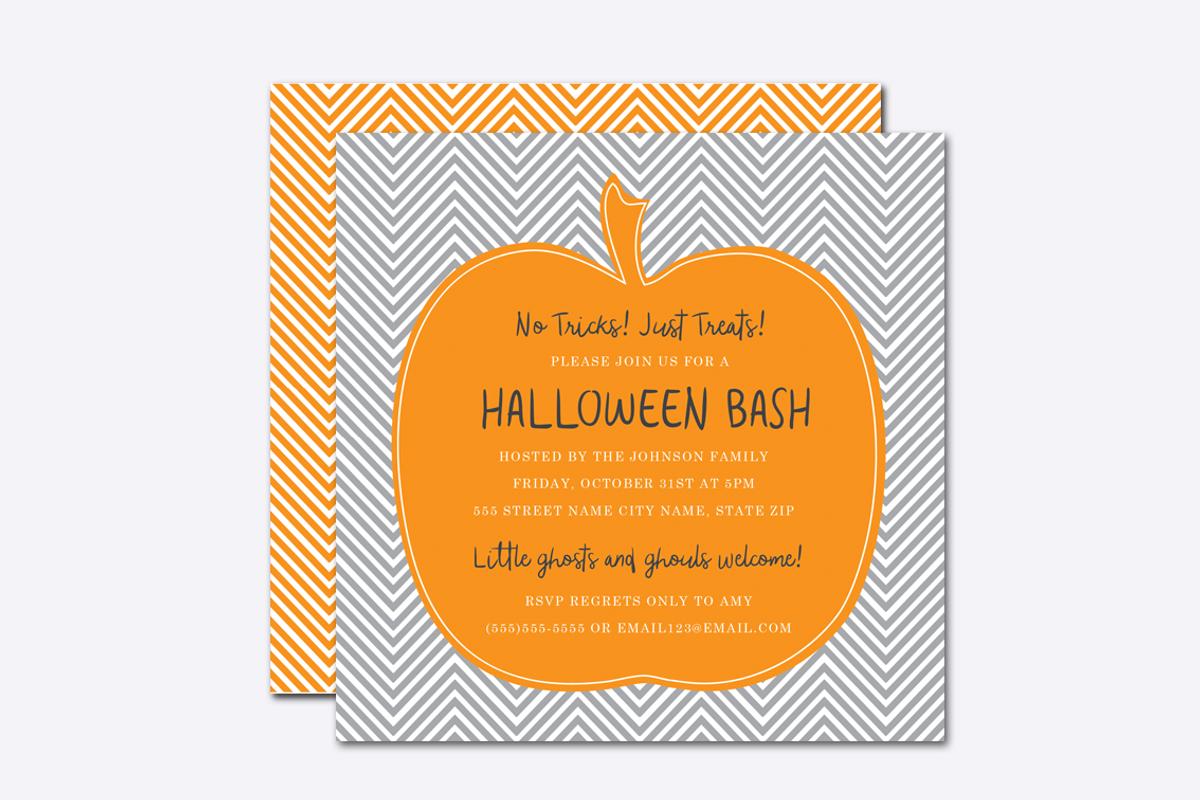 Chevron Pumpkin Halloween Invite, an Invitation Template by origamiprints (Photo 1 of 2)
