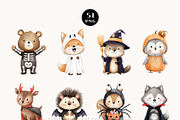 Halloween Woodland Animals Clipart, a Seasonal Illustration by OKArtHub (Thumbnail 3 of 6)