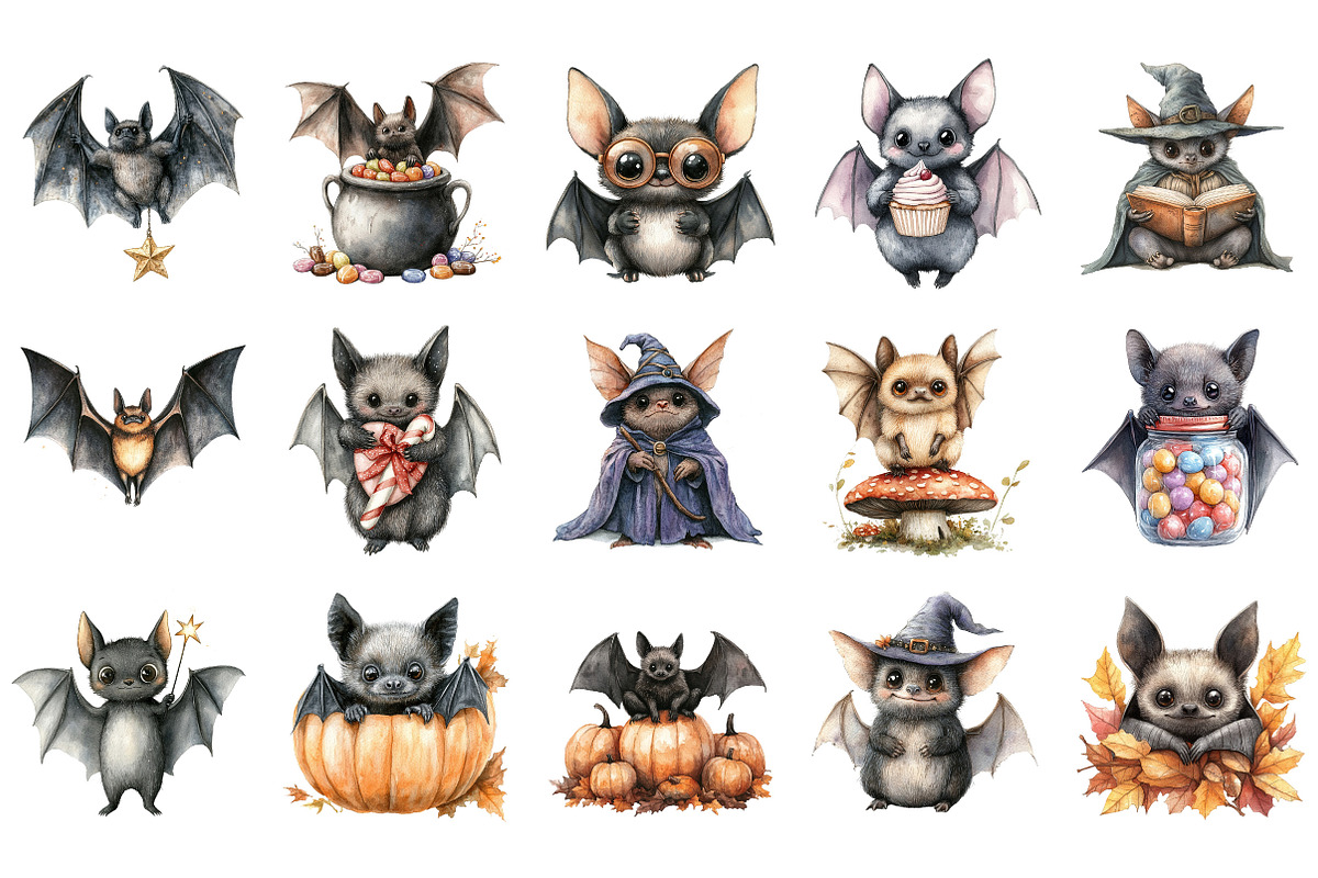 Quirky Bats Png Clipart, an Illustration by Designking (Photo 2 of 5)