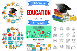 Education and Learning Banner, an Education Illustration by TAlex
