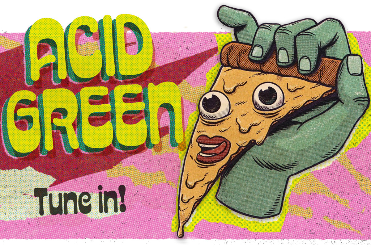 Acid Green | Retro Psychedelic Flair, a Font by The Flying Type (Photo 1 of 15)