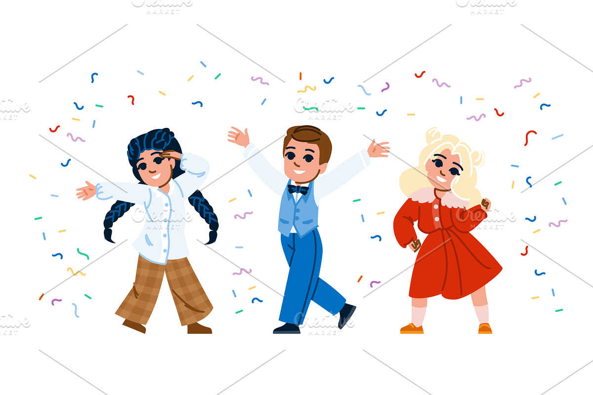 fun kid confetti vector, a Person Illustration by pikepicture