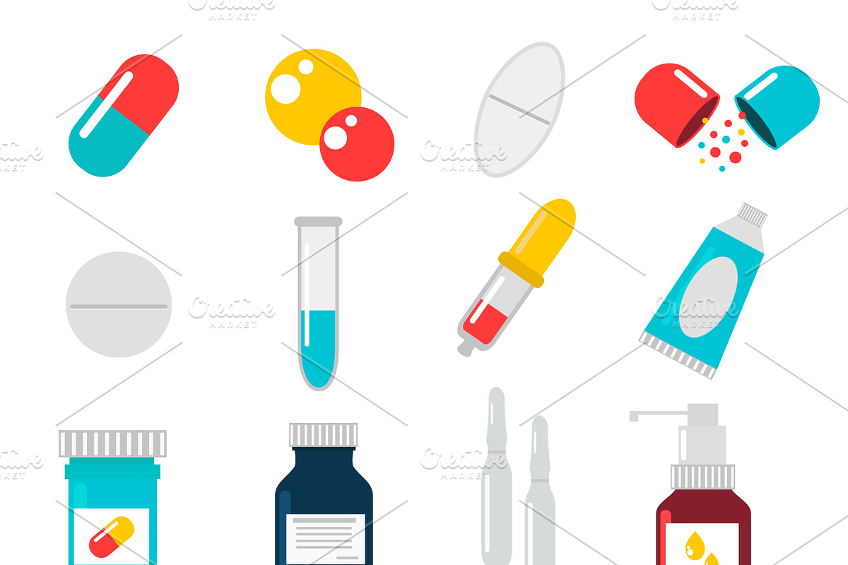 Pills capsules icons vector, a Healthcare Illustration by Vectorstockersland