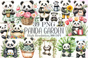 Panda Garden Clipart, an Illustration by Sublimation Artist