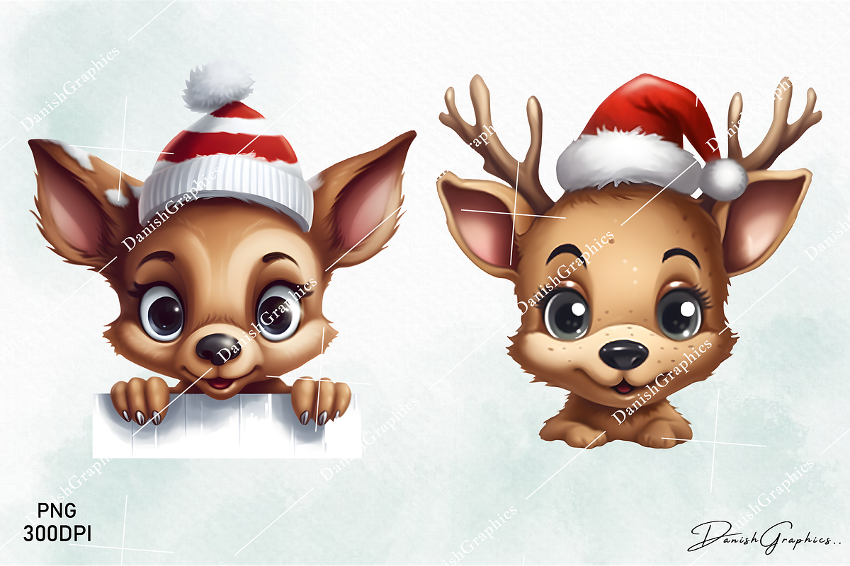 Funny Christmas Peeking Reindeer Png, an Animal Illustration by danishgraphics (Photo 2 of 7)