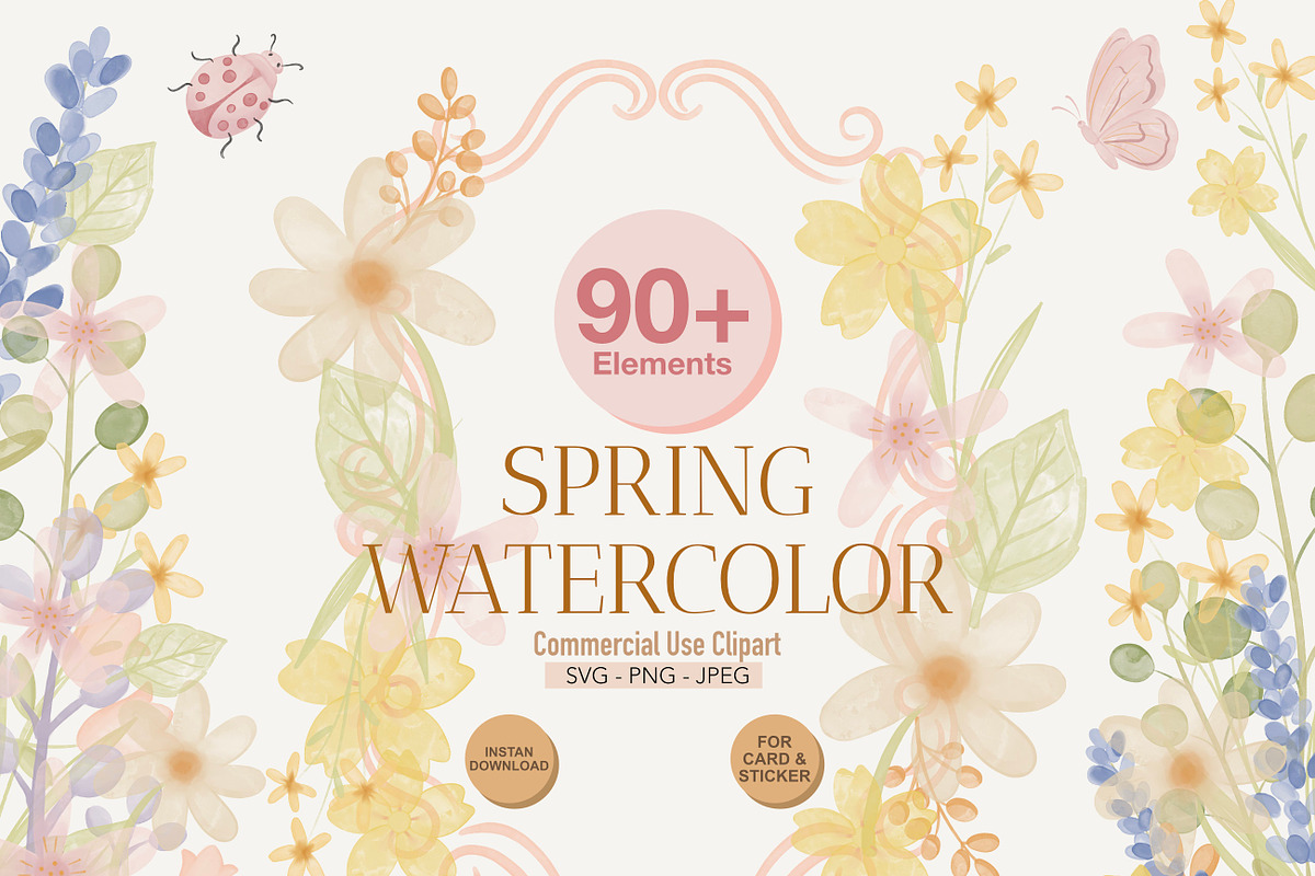Spring Whimsical Watercolor Clipart, a Seasonal Illustration by Adora ARTS (Photo 1 of 10)