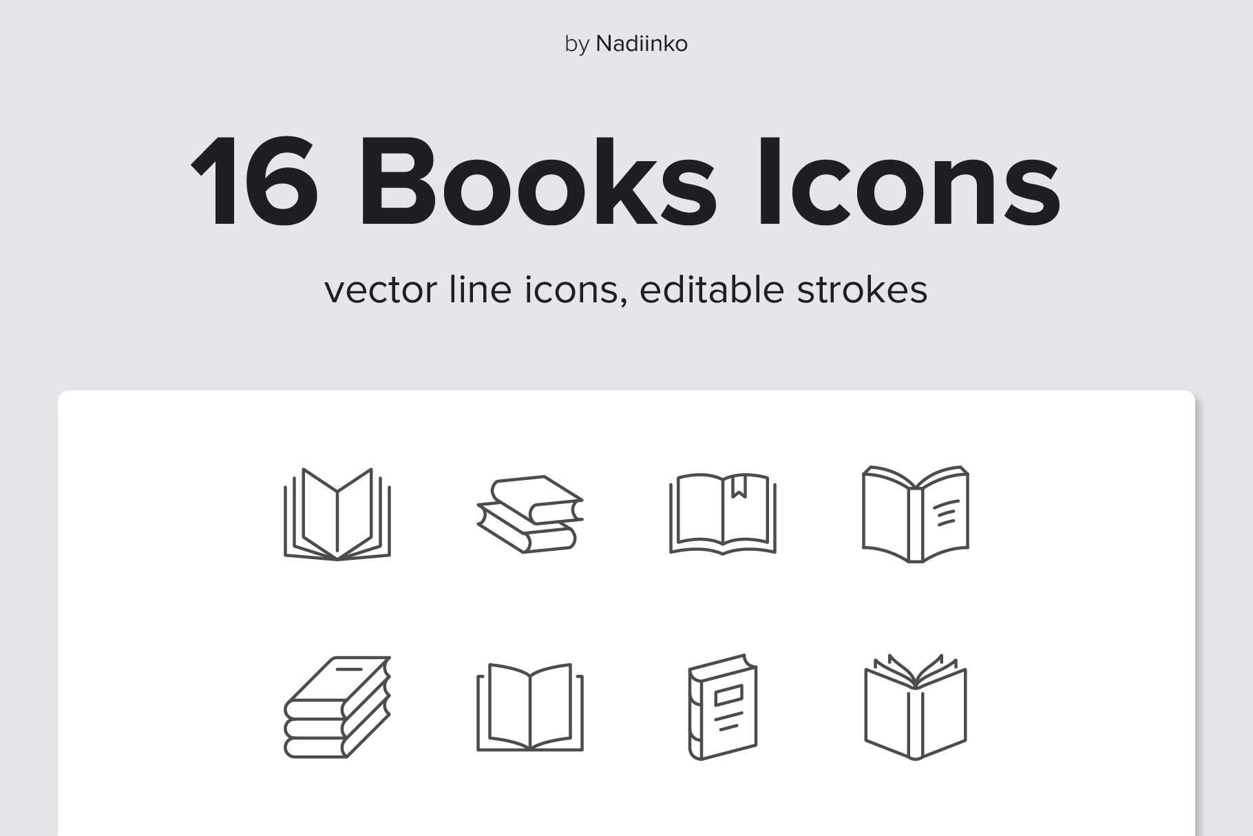 Books Line Icons, an Outline Icon by Nadiinko
