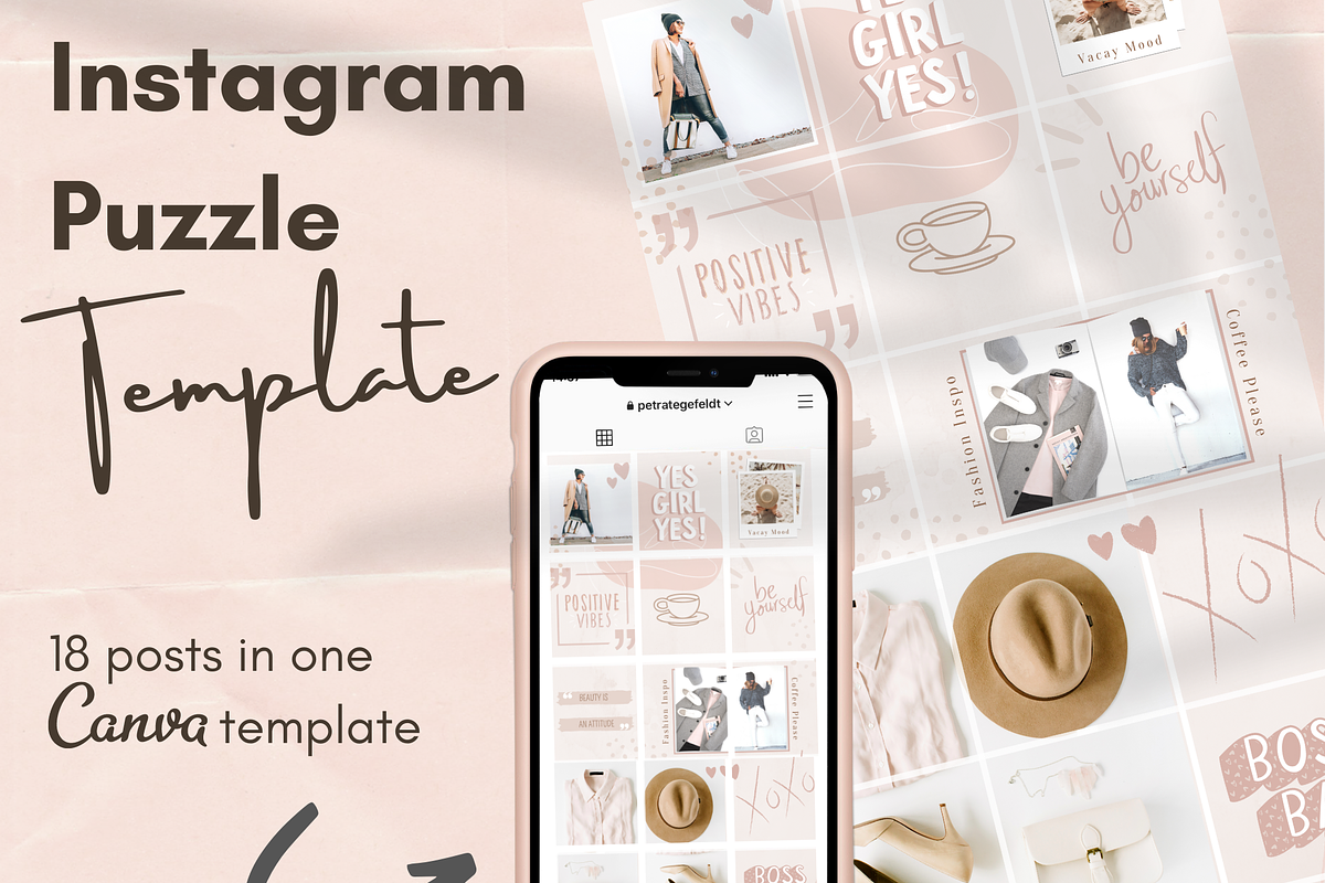 Instagram Puzzle Template - Canva, a Social Media Template by Tegefeldt ...
