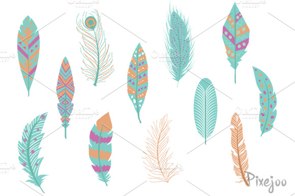 Feather Clipart Set preview 2