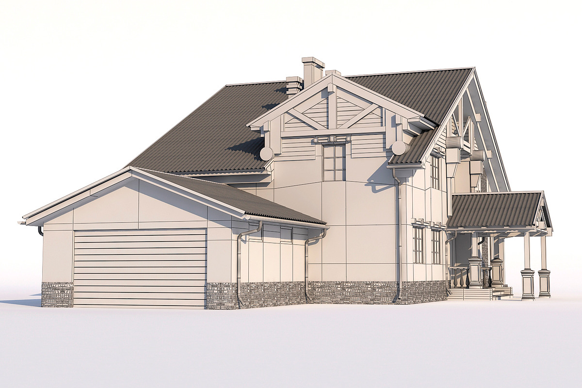 A Chalet house with a garage, an Architecture 3D Model by profdesign (Photo 20 of 21)