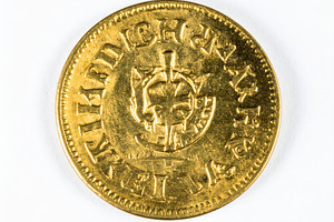ancient gold coin AI generated, a Photo by WorldOfPhotos