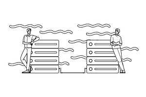 transfer data migration vector, a Technology Illustration by pikepicture