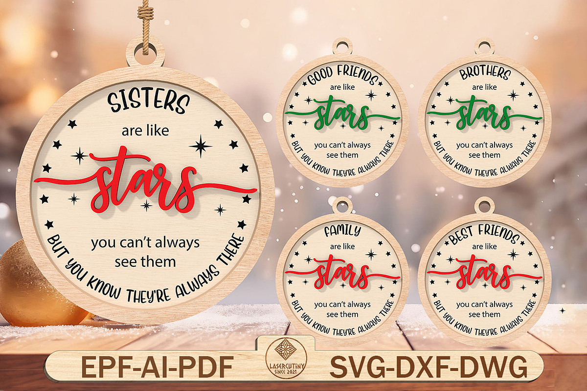 Best Friend Christmas Ornaments Svg, a Pattern Graphic by Lasercutiny (Photo 1 of 2)