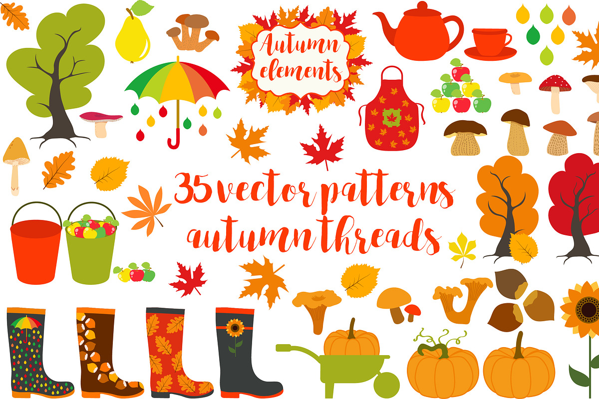 Big autumn set of patterns, a Pattern Graphic by Orangepencil (Photo 1 of 7)