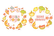 Kids Menu BIG vector elements set, a Food Illustration by Olyzel (Thumbnail 3 of 4)