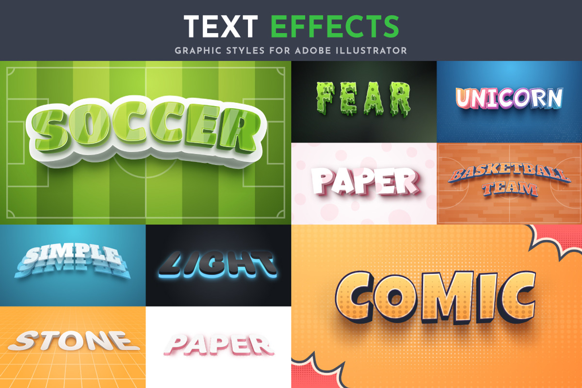 100 Vector Text Effects | Part 2, a Layer Style Add-On by rwgusev (Photo 6 of 11)