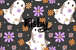 Floral Ghost Seamless Pattern