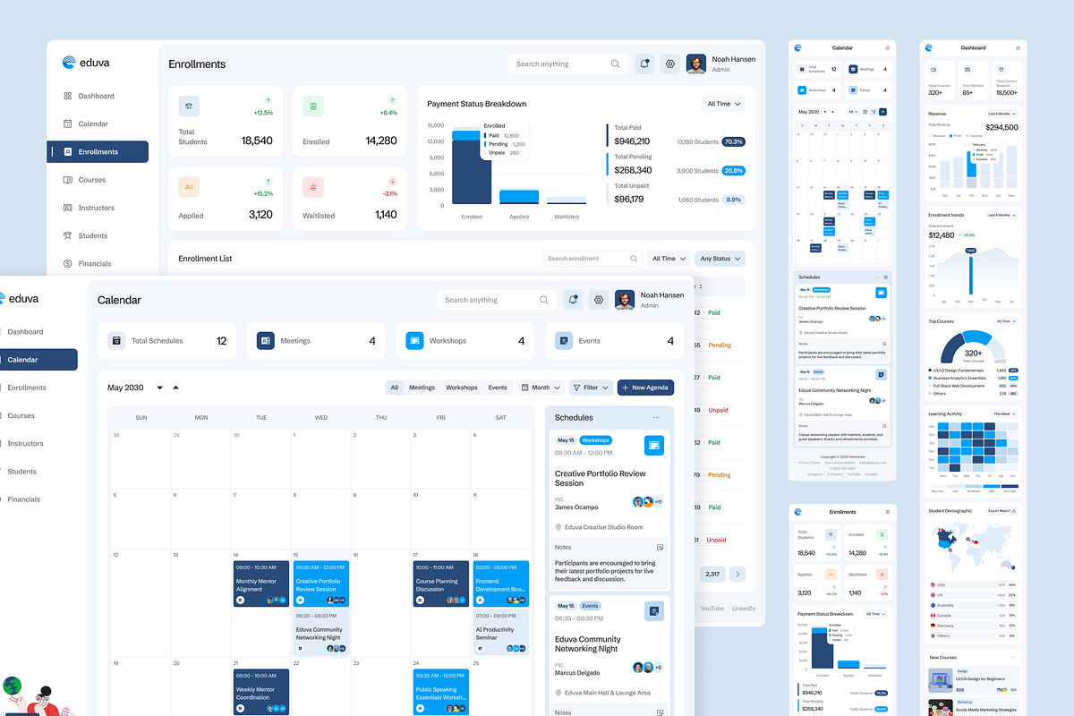 Learning Management System Dashboard, an UI Kit Template by peterdraw (Photo 2 of 7)