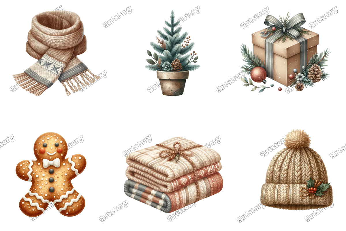 Neutral Rustic Christmas Clipart, an Illustration by designcity5 (Photo 2 of 5)