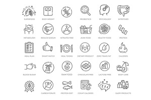 Web Set of Nutrition, Healthy food, a Food Illustration by Tettygreen