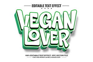 Vegan lover 3D editable text effect, a Layer Style Add-On by nicemorning