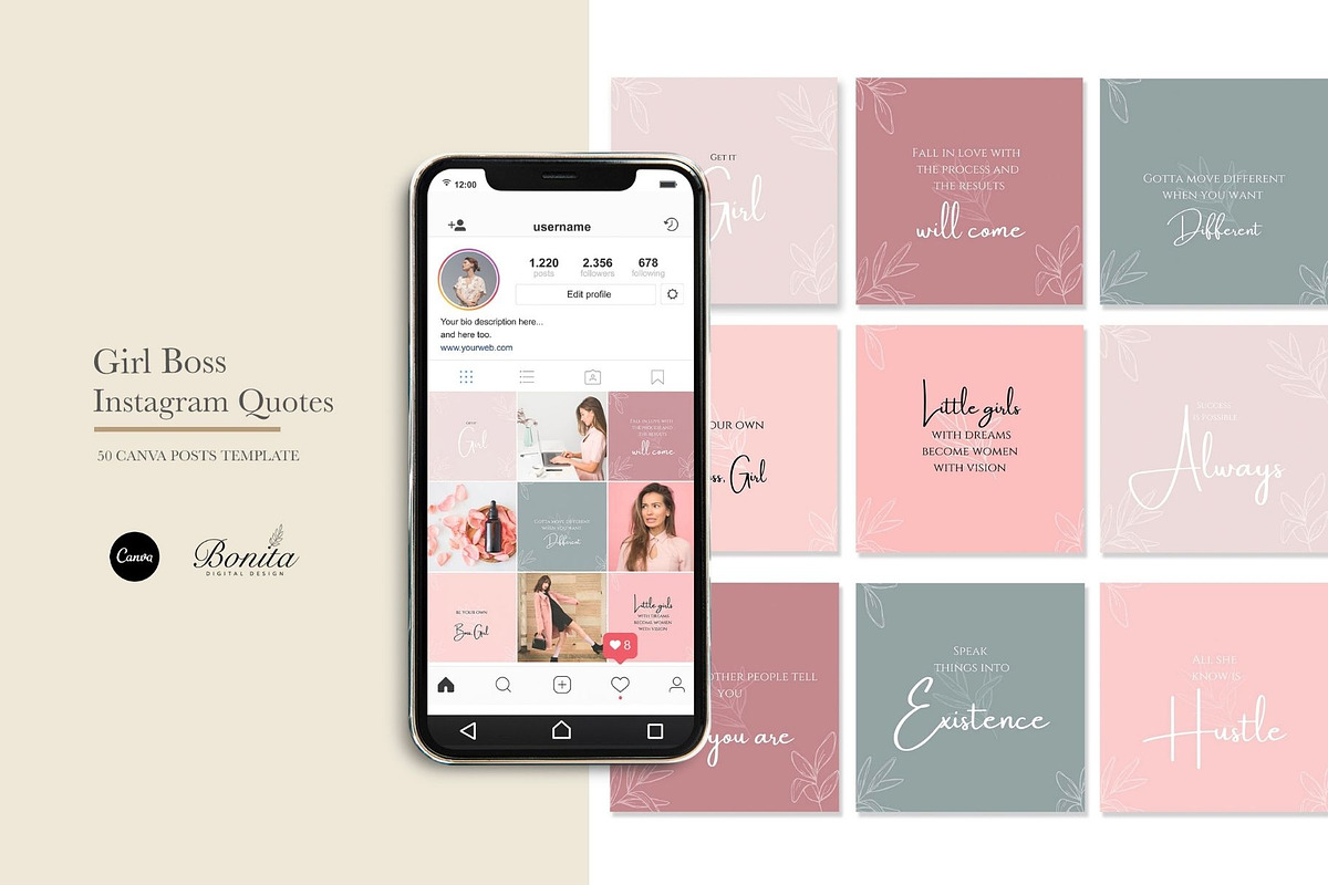 Girl Boss Instagram Quotes Post Temp, a Social Media Template by Bonita Digital Design (Photo 4 of 5)