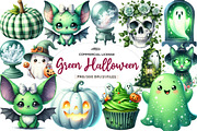 Green & White Halloween Clipart, an Illustration by CreationArt (Thumbnail 1 of 9)