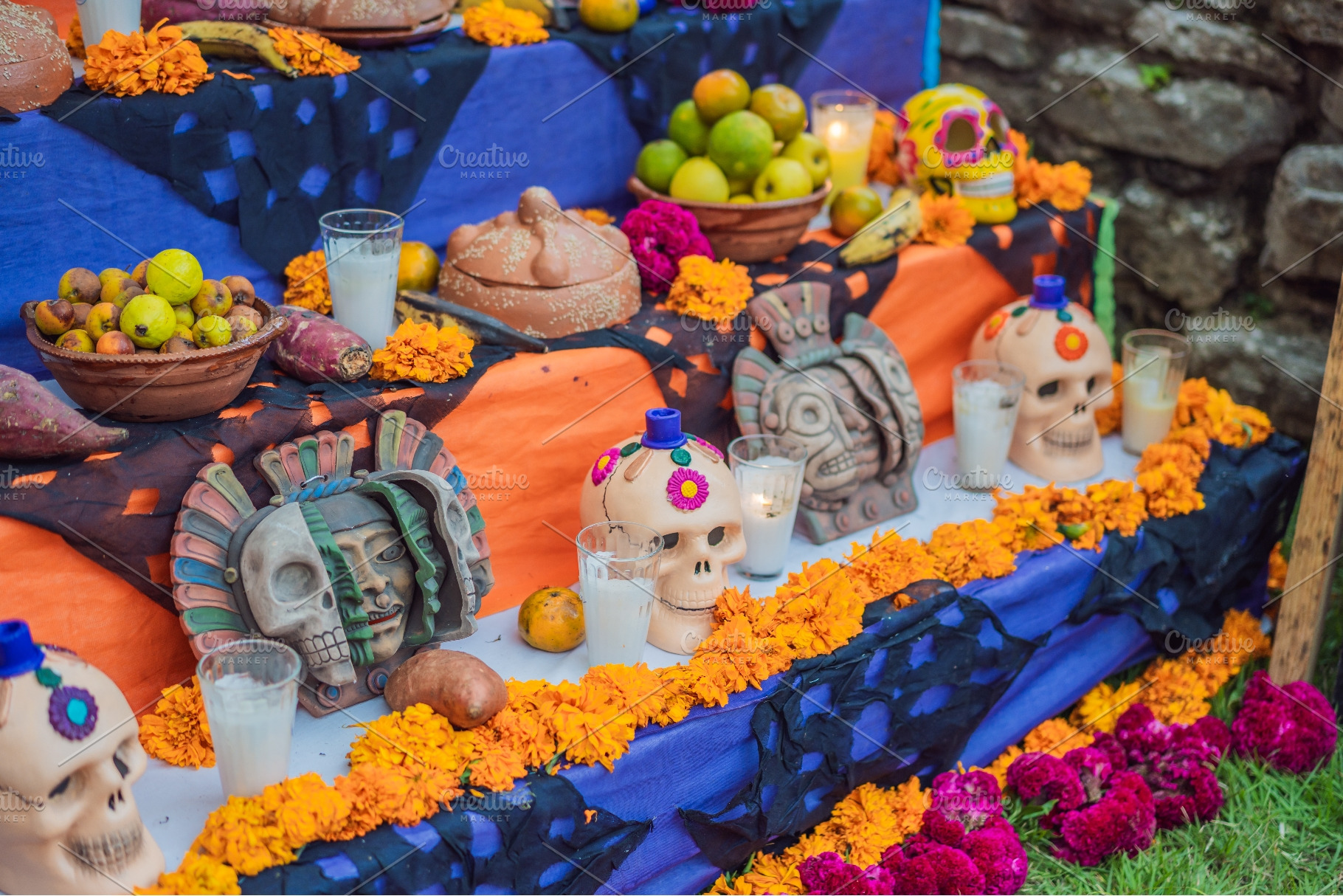 Decorative masks and skulls, a Holiday Photo by Elizaveta Galitskaya