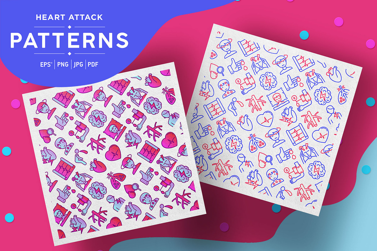 Heart Attack Patterns Collection, a Pattern Graphic by Alex Blogoodf (Photo 1 of 9)
