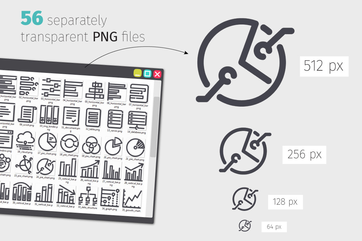 Data Line Icons Set, an Outline Icon by Voysla's Shop (Photo 3 of 4)