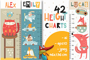 Height chart for kids nursery art, an Education Illustration by Nursery Art (Thumbnail 1 of 12)
