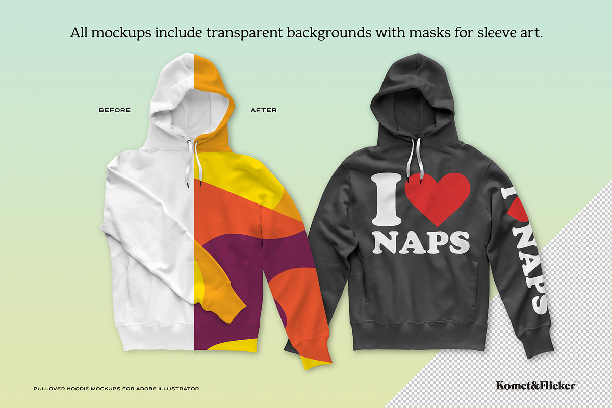 Hoodie Mockups for Illustrator, a Hoody Mockup by Komet & Flicker (Photo 6 of 9)