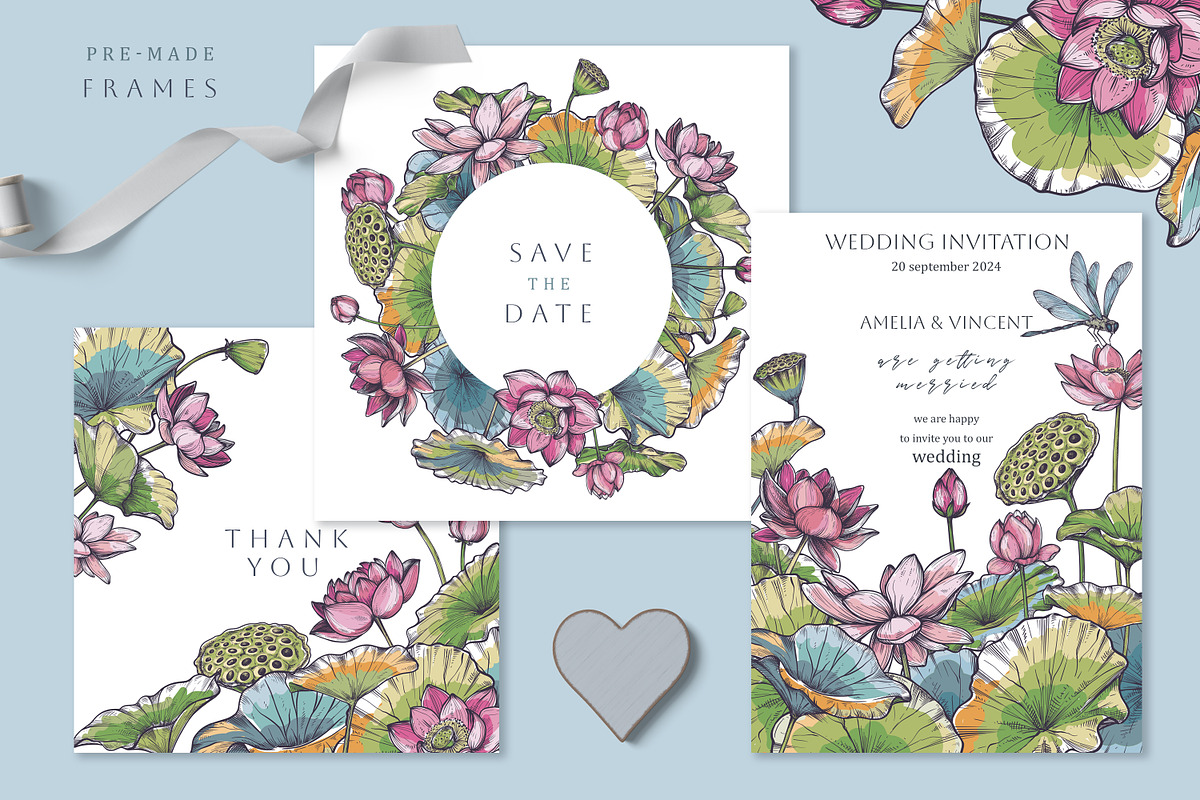 Lotus, Koi, Dragonflies. Vector Set, a Pattern Graphic by Molly art (Photo 11 of 14)