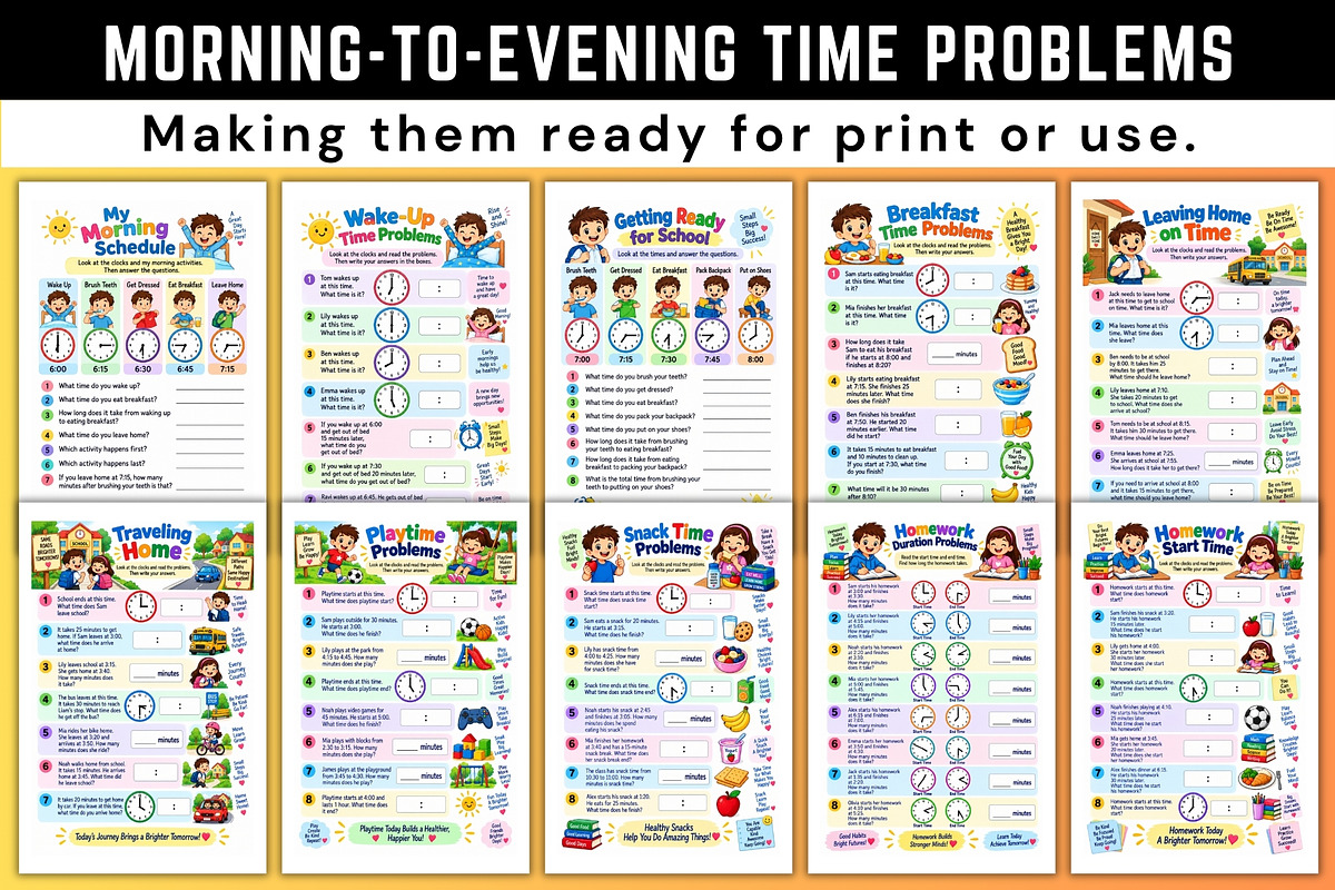 Morning-to-Evening Time Problems, a Stationery Template by Designmela01 (Photo 2 of 6)
