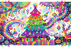 Colorful psychedelic christmas illus, a Holiday Photo by Imaginarium